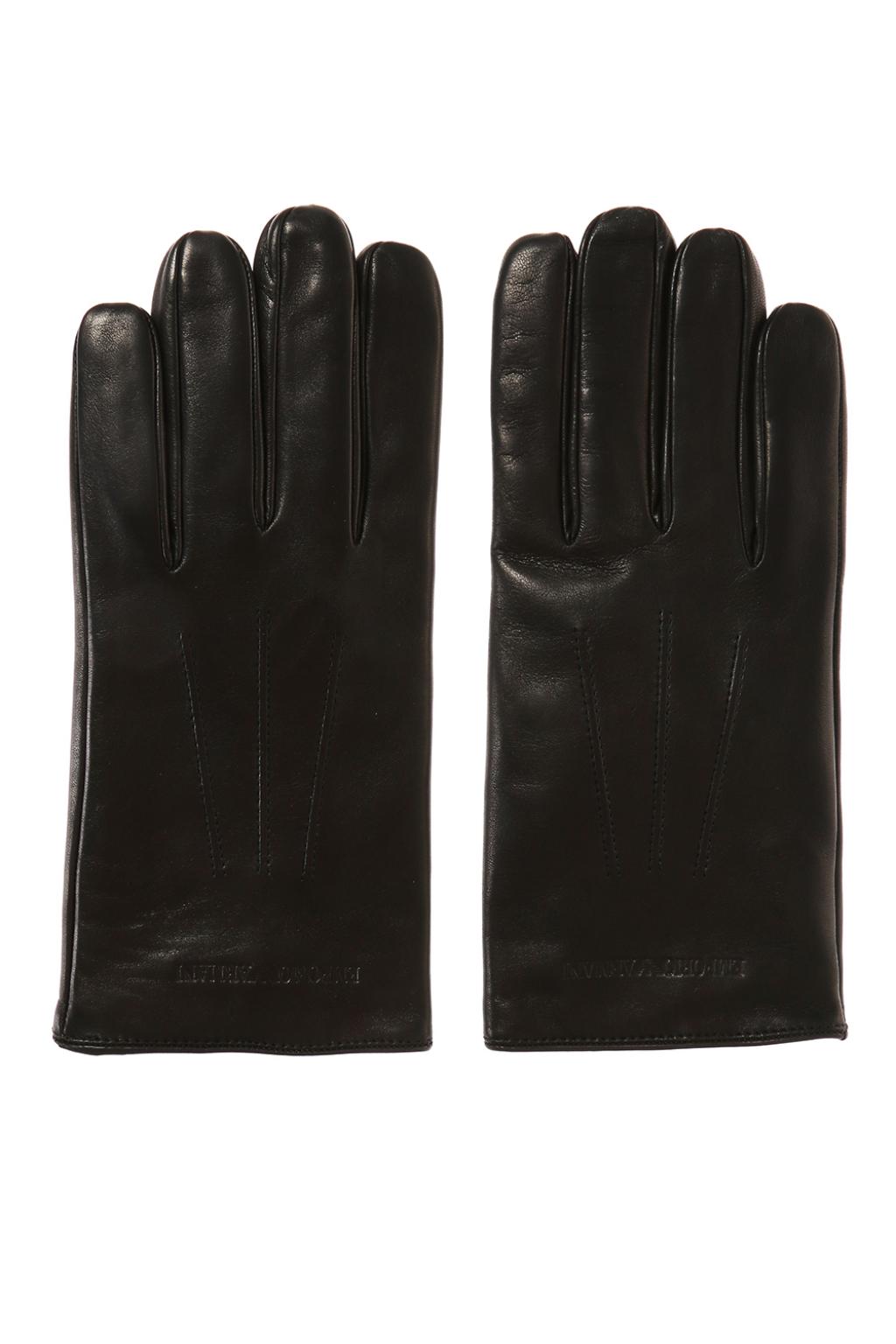 Black Leather gloves Emporio Armani Vitkac France